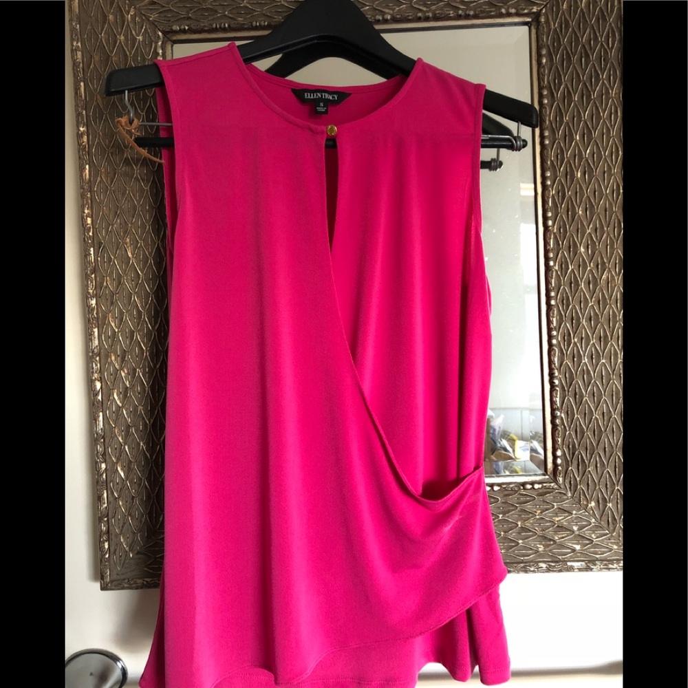 Never worn bright pink sleeveless v neck blouse